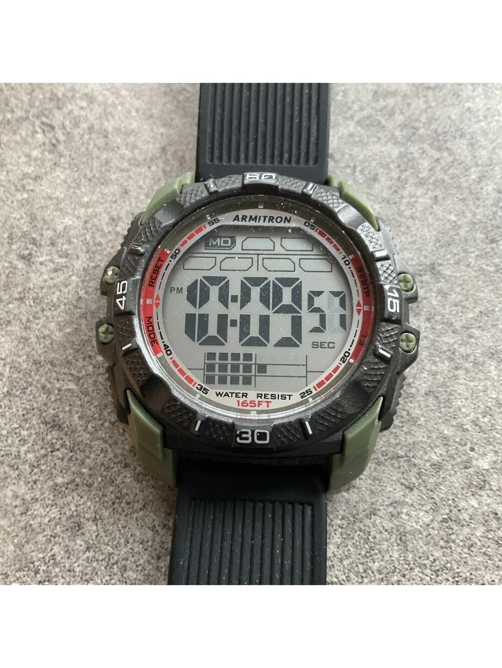 Armitron Pro Sport Digital Mens Watch 43mm Army Green Case Chronograph/Alarm A14
